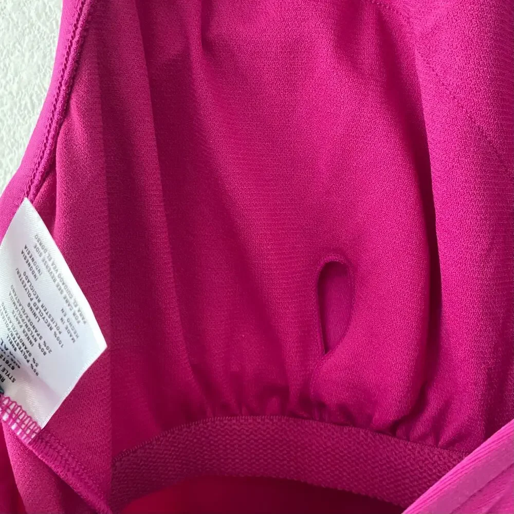 NEW AQUA GREEN Pink Keyhole Blouson Romper Swimsuit Size Small Mesh Overlay